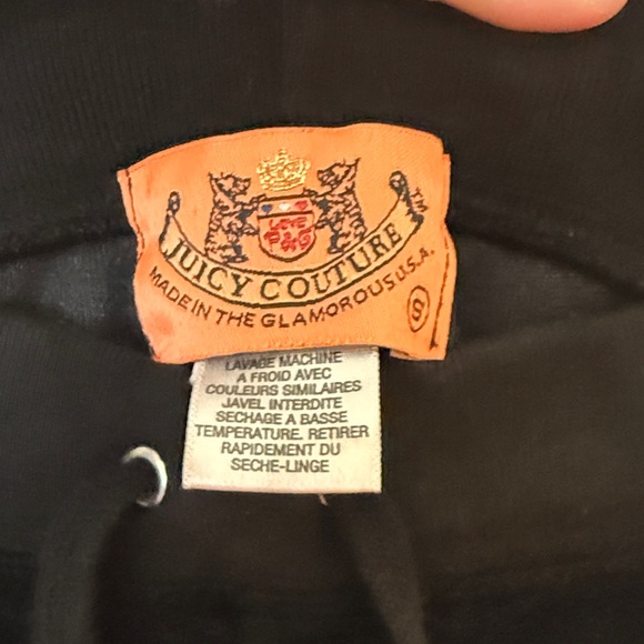 Juicy Couture Vintage Black Velour Flared Pants w/ Jzippers & Striped Trim SizeS - Picture 2 of 8